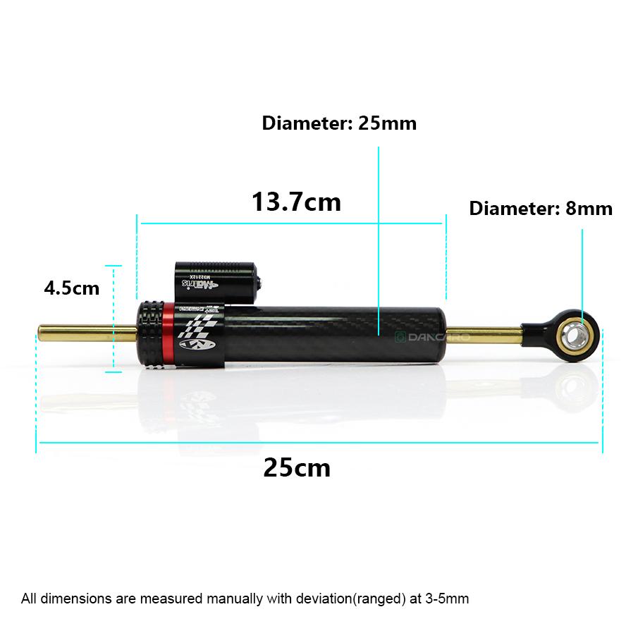 Universal Carbon Fiber Steering Damper for Motorcycle Stabilizer for Scooter CNC Aluminum Safety Control Motor Accessories Steering Damper 25cm
