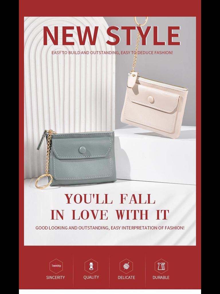 Kompaktní dámská klíčenková peněženka: Mini peněženka na mince a úložná taštička pro dámy