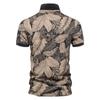 AIOPESON Hawaii-Stil, 100 % Baumwolle, Poloshirts für Herren, kurzärmelig, hochwertiges Blatt-gedrucktes Herren-Poloshirt, T-Shirt, Sommershirt für Herren