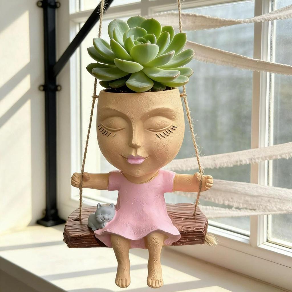 Exquisite Creative Resin Portrait Vase with Drainage, Perfect for Plants