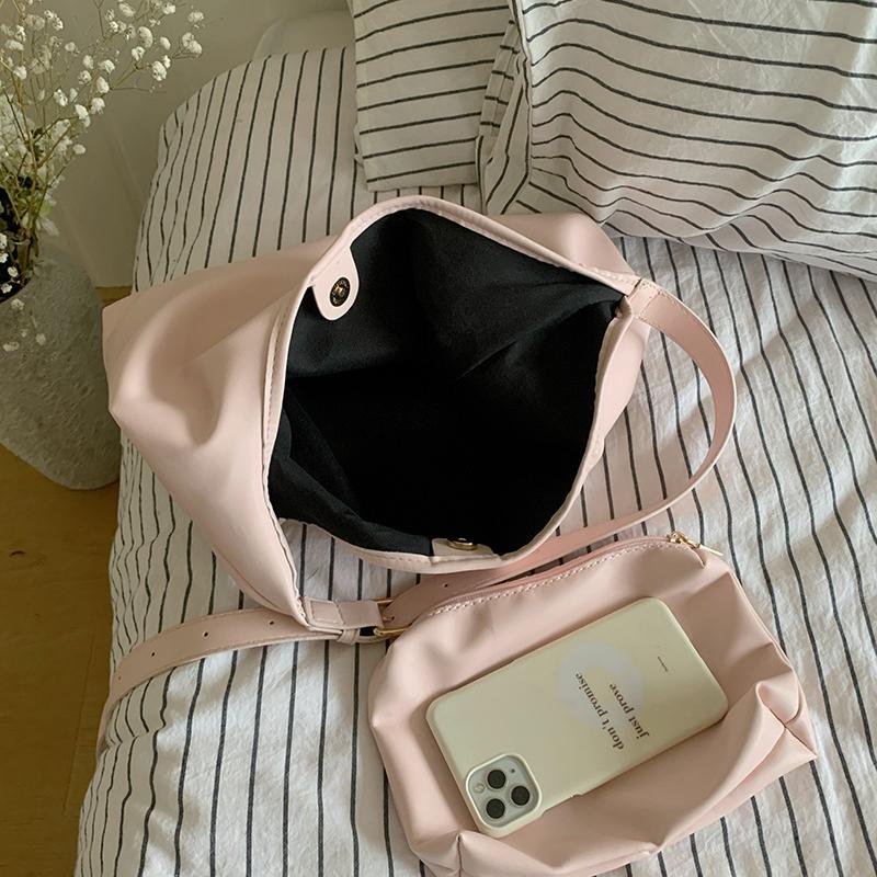 Bags Women's Fashion Shoulder Bags Korean Style Pink Soft Skin Tote Bags Retro Leisure Versatile High Capacity Crossbody Bags