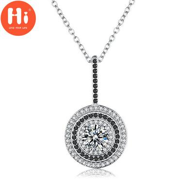 Hi Womens Necklace Jewelry Round Bijoux Black Spinel Pendants Necklace Girl Gift