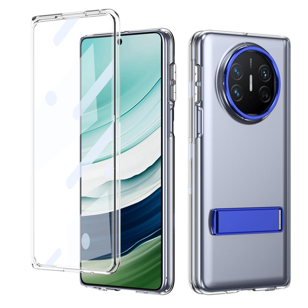 KEYSION Transparent Case for Huawei Mate X6 X5 X3 Hard PC Metal Kickstand Shockproof Phone Cover with Glass Screen Protector