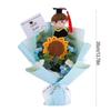 Woven Flower Bouquet Handmade Crochet Graduation Bouquet with Doll Artificial Sunflower Puff Flowers 2026 Grad Party Gifts