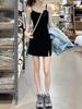 Sexy black spaghetti strap dress for women, new spring/summer outfit, slim fit, fitted fit, hip-hugging A-line short skirt