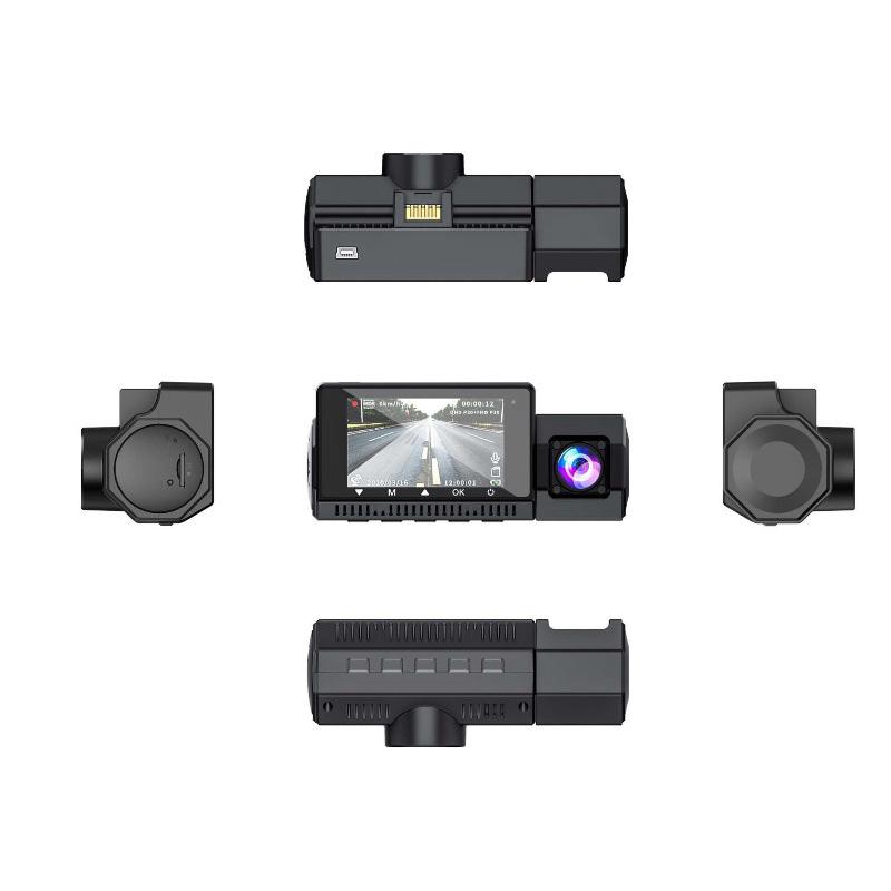 3 Channel Dash Cam Front Inside Rear Three Way Car Dash Camera 4K+1080P+1080P GPS WiFi IR Night Vision DVR Black Box