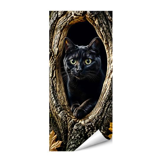 Black Cat Bat Owl Pattern Halloween Trash Can Sticker, Spooky Pumpkin Ghost Wheelie Bin Decal, Easy Apply Mural Waterproof Outdoor Garbage Sticker