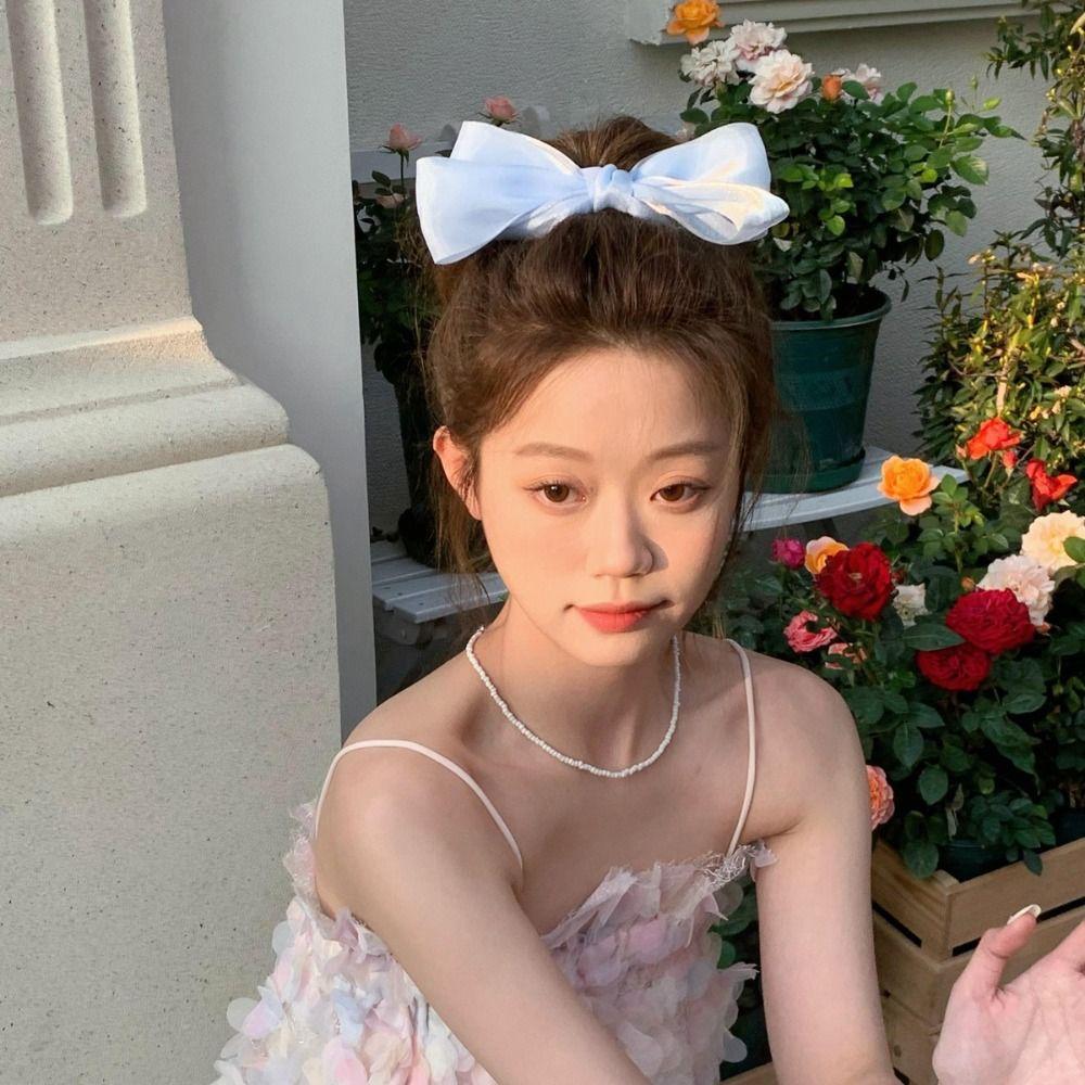 

Ribbon Balletcore Hair Clip Mesh Mesh Bow Hairpin Sweet Bow Spring Clip Party бежевый