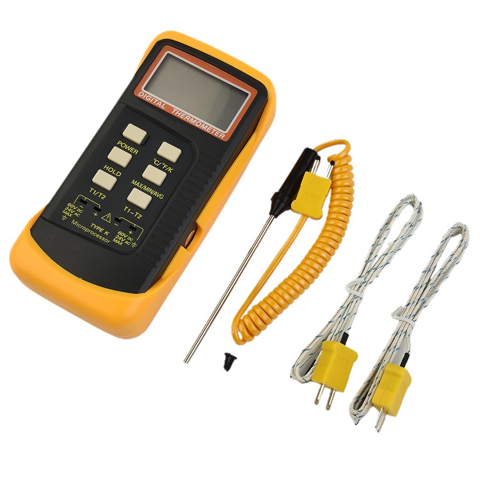 2 Sensors Thermocouple Thermometer & Probe Measurement -50°C To 1300°C
