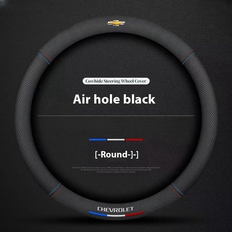 38cm Leather Ventilate Car Steering Wheel Cover for Chevrolet Captiva AveoTrax Silverado Sail Onix Equinox Groove 2025 Accessory
