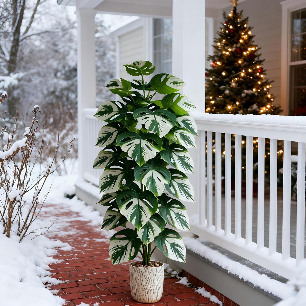 Una Planta Grande Artificial de Hierro Malayo de 47.24 Pulgadas de Alto con 24 Hojas Realistas Hechas de Plástico Duradero Adecuada Para Decoración Interior/exterior