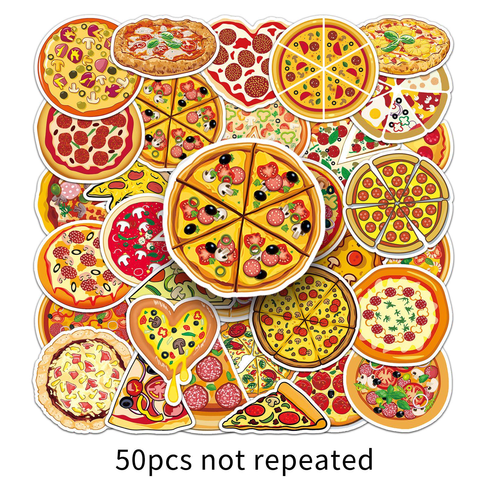 50 Pizza Cartoon Stickers: Waterproof for Phone  Journal Decoration