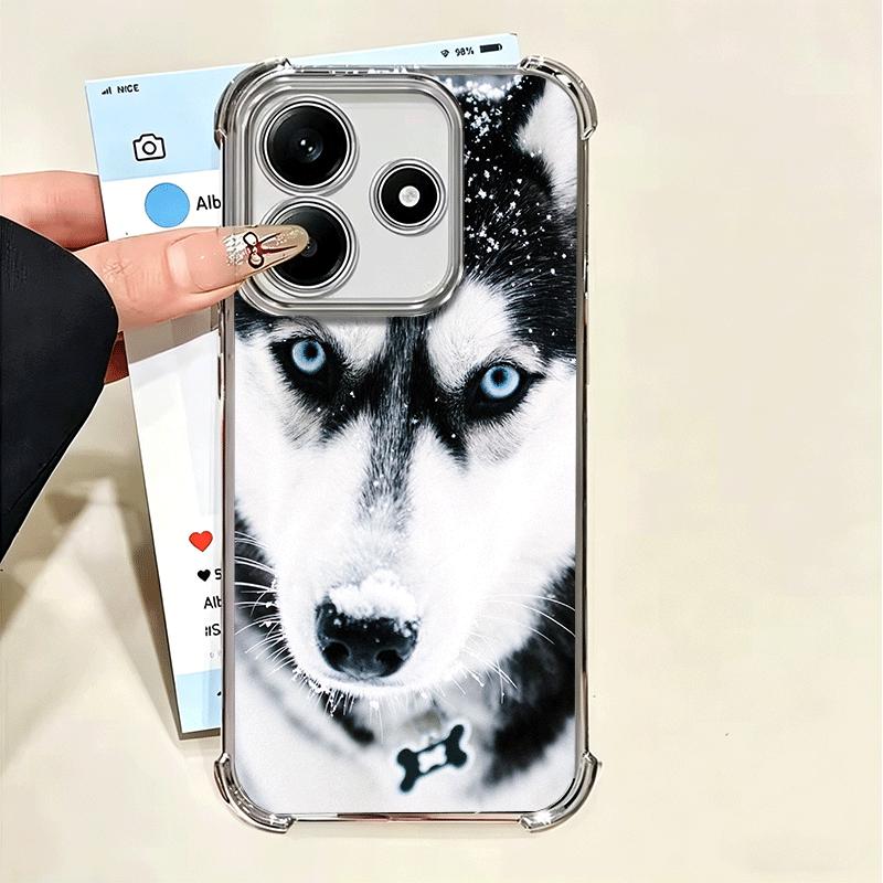 Alaskan Husky Cute Dogs Plating Phone Case For Xiaomi Poco X5 X6 X7 X8 Pro Max F8 Ultra F7 M8 M7 M5S Redmi 15C 15 14C 13C 13 X3