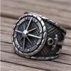 Retro Hip-hop Viking Compass Ring Punk Nordic Cyclist Anchor Ring Men's Sailor Amulet Jewelry Trendy Unique Design