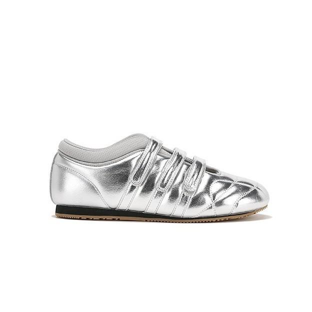 

Cowhide version~ Su Yinyin same Korean blogger three Velcro low-top casual Mary Jane single shoes women s German training shoes 40 серебряный