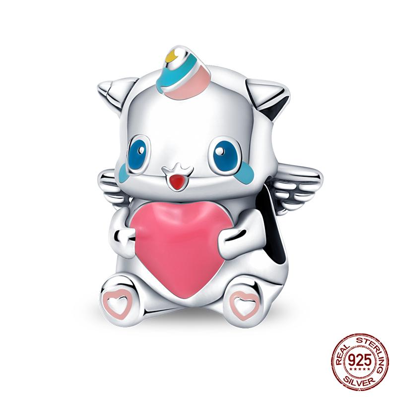 Copper Pink Collection Heart Shape Charm Beads For Brand Original Bracelet Diy Jewelry Gift