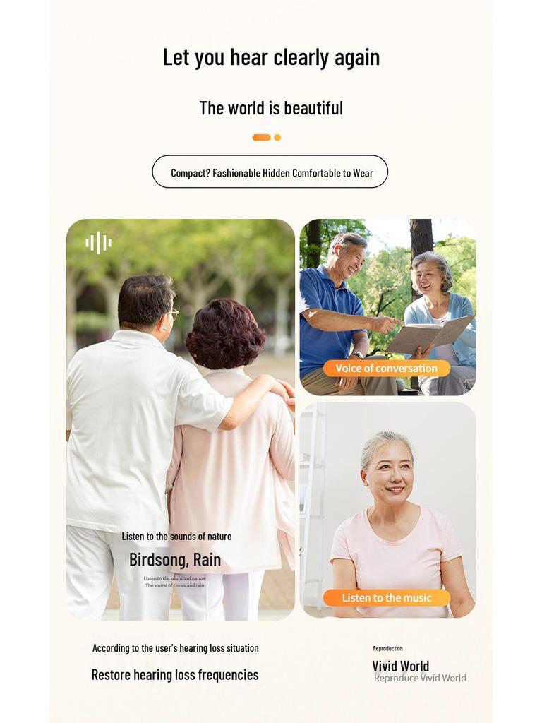 Bluetooth Earphones: Long Battery, Hearing Aid, Smart Sound Amplifier for Elders with Hearing Loss