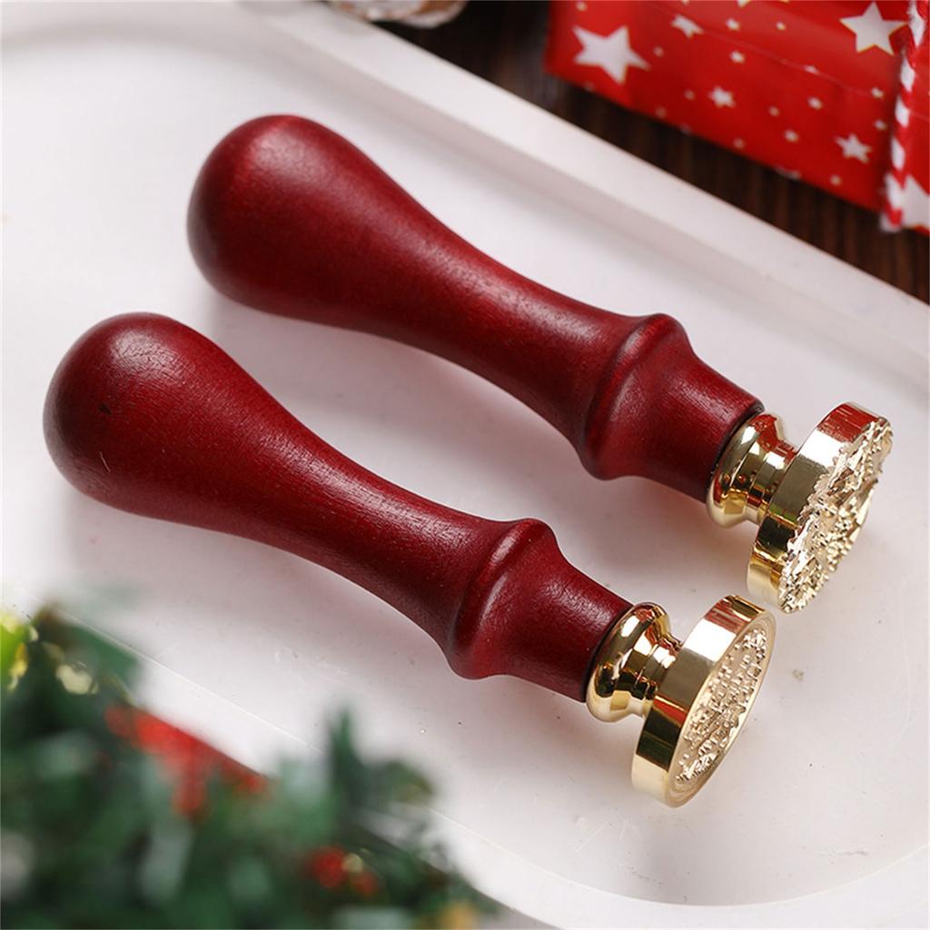 Christmas Themed Seal Stamp Head with Wood Handle for Seal Envelope Christmas Card Invitation Scrapbooking Embellishment