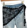 Women's Floral Lace Triangle Hip Scarf Head Kerchief Tie Waist Belt | Boho Lace Triangle Scarf Tie Waist Belt Sheer Hip Wrap