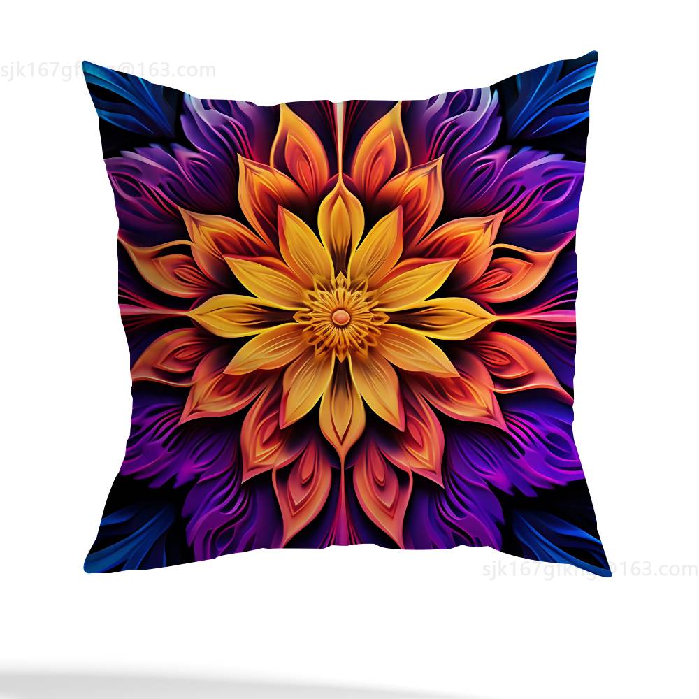 Flower Of Life Mandala Pillow Case Sofa Living Room Bedroom Headboard Backrest Cushion Square Cushion Nap Time