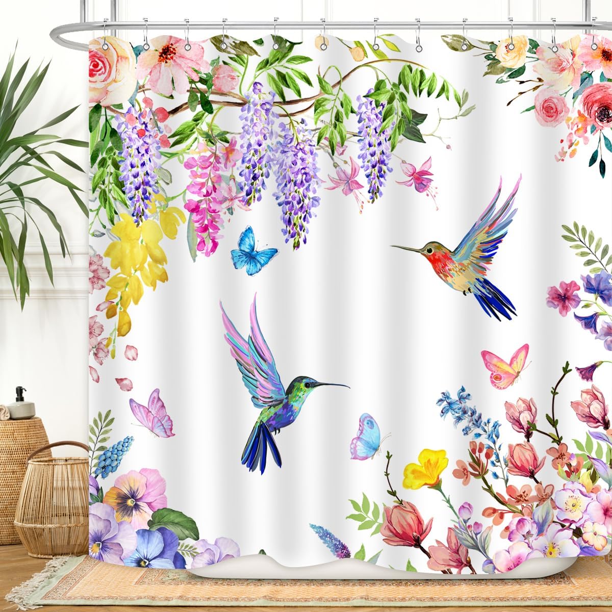 

Red And Black Shower Curtain Mystic Magical Forest Modern Inspired Floral Swirls Leaves Bath Curtain Waterproof Fabric Bathroom W60H190(CM)-1 Pcs