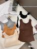 2024 Women's Pure Cotton Brushed Sleeveless Vest with Chest Pads - Slimming and Warm