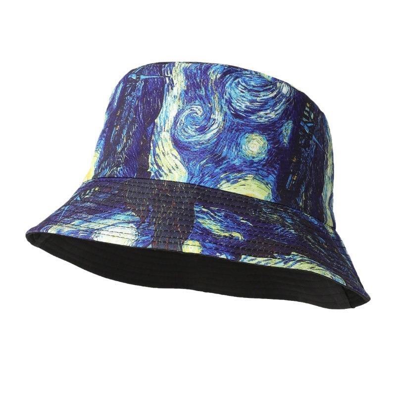Van Gogh Style Small Bucket Hat with Oil Painting Maple Leaf Design, New Spring/summer Sun Protection Hat for Men and Women