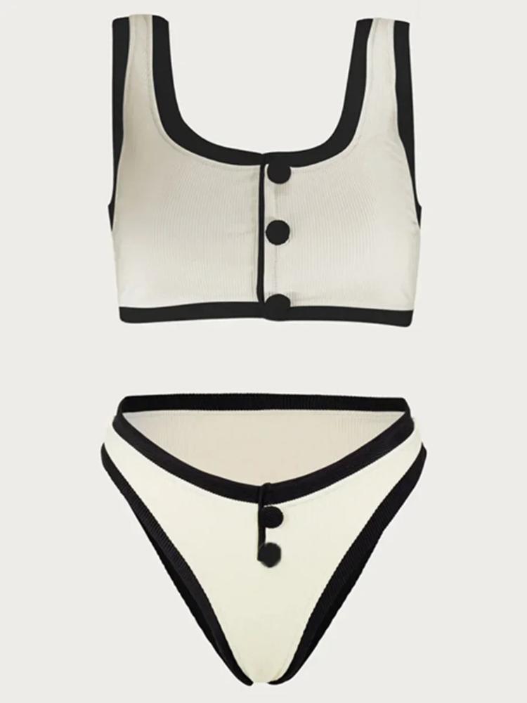 

Сращивание ребристых спортивных бикини 2025 года, женский купальник с высокой талией, женский купальник, комплект из двух частей бикини, купальный костюм для плавания XL