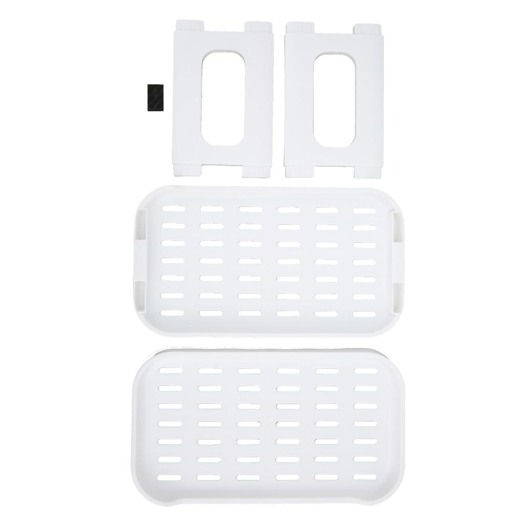 Double Layer Desktop Storage Rack Large Capacity Fence Design White Cosmetics Desktop Plastic Storag
