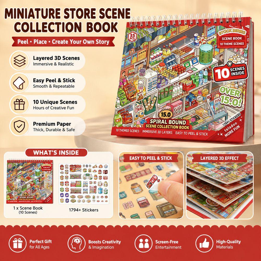 Layered Scene 3D Scenery Stickers Store Theme Stacking Sticker Book  Journaling