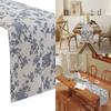 Tischdecke aus Baumwoll-Leinen mit blauem Blumenmuster im Landhausstil, waschbar, robust, in verschiedenen Größen erhältlich