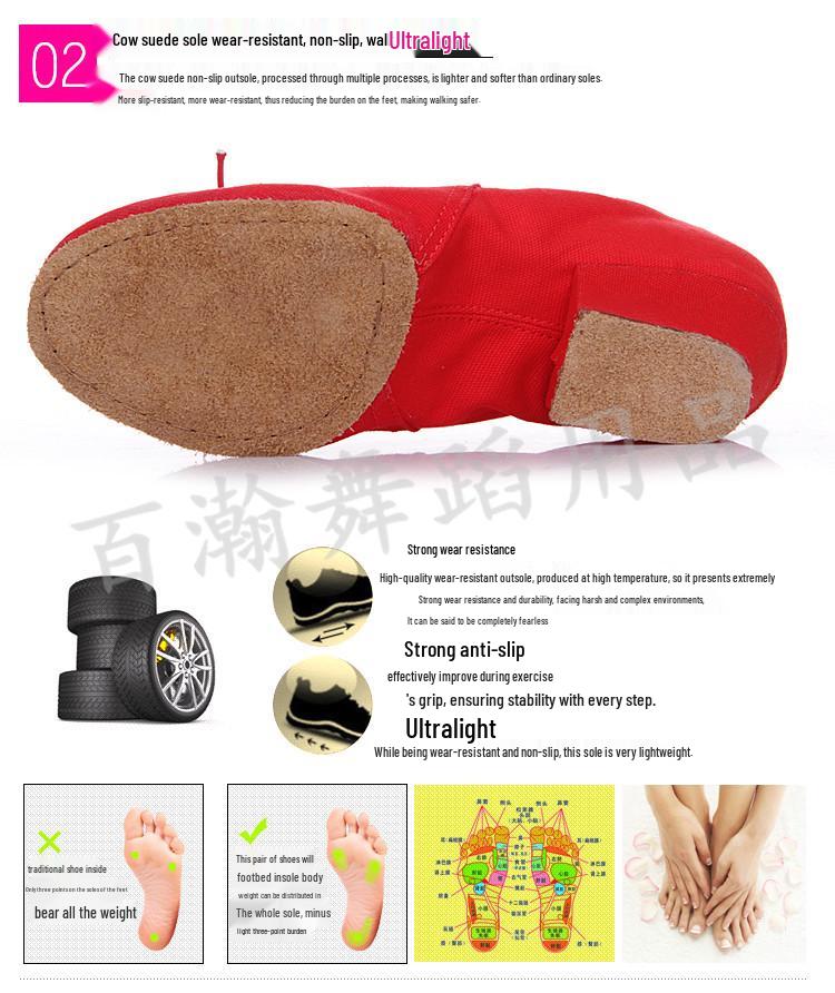 Women's Canvas Ballet Shoes - Soft Sole with Heel for Yoga, Dance, and Folk Practice