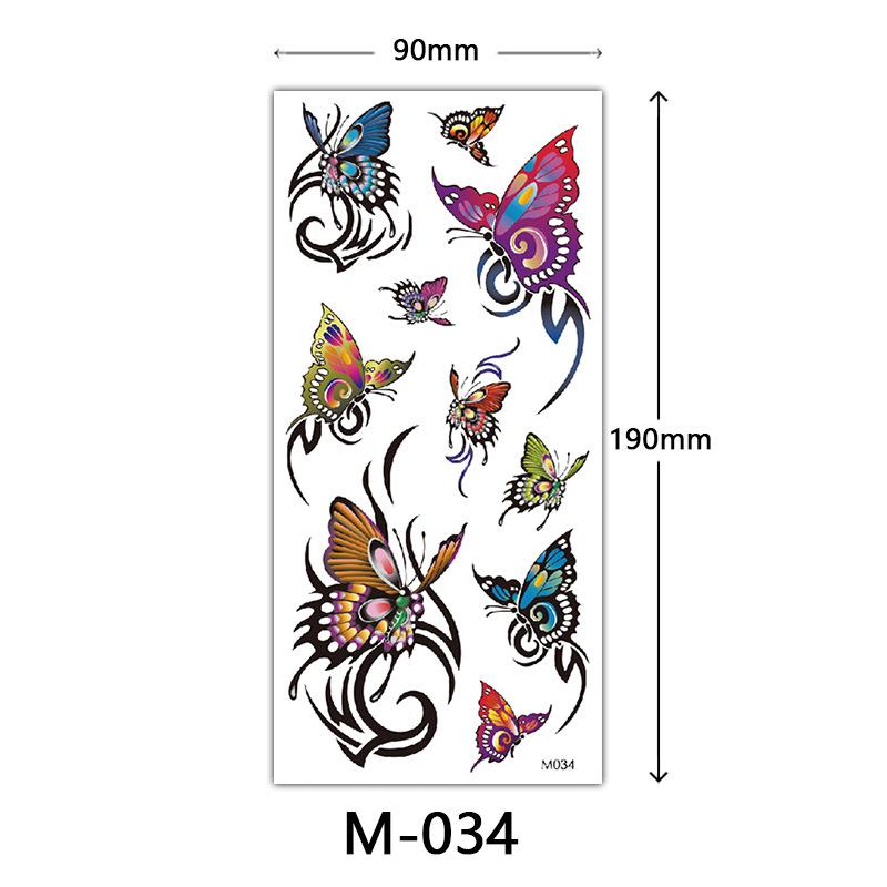 Waterproof Three-Dimensional Color Print Tattoo Sticker, Butterfly Flower Animal Tattoo