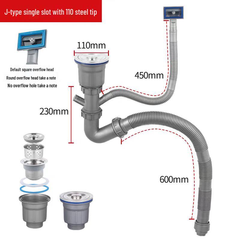 

Stainless Steel Single Sink V-Trap Drain Set
