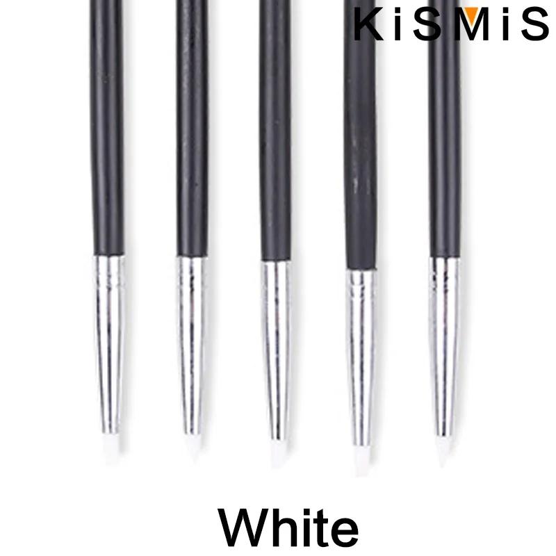 

5Pcs Set Soft Silicone Nail Art Design Stamp Pen Carving Embossing Brush for UV Gel DIY Nail Tools Craft Pottery белый