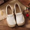 2025 Women’s Trendy Slip-On Shoes: Spring & Fall Vertical Stripe Cotton-Linen, College Style, Round Toe Hemp Design