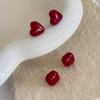 Chic Red Heart Square Stud Earrings for Women – Retro, Simple, Versatile Design
