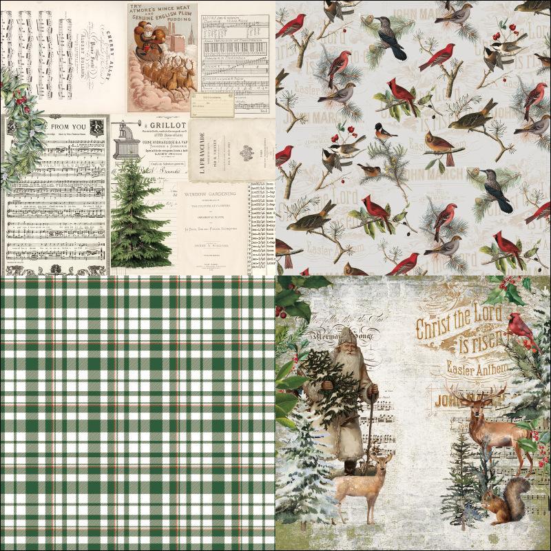 Blocco Carta Cartoncino 24 Fogli 6x6 Pollici Carta per Biglietti a Tema Cervi di Natale Modelli Monofacciali Carta per Scrapbooking Carta Decorativa per Stampa Artigianato