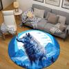 Boho Round Cat Multicolor Accent Rug, Non-Slip Floor Mat for Kids Room