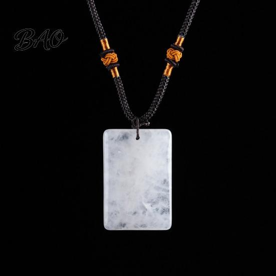 Healing Energy Stone Jewelry Natural Crystal Pendant Necklace, Necklace with Adjustable Fake Gemstone Braided Rope, Polished for Men Women
