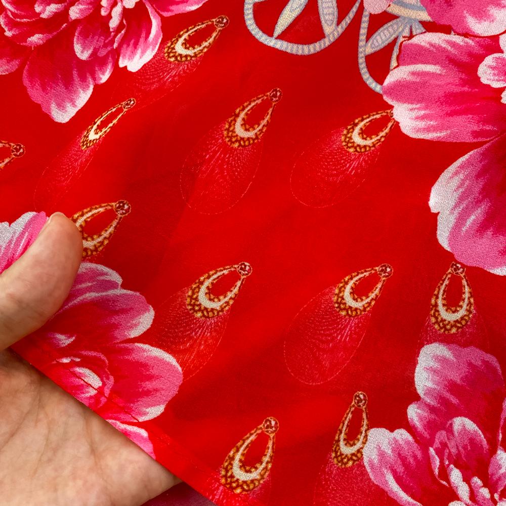 Fashion Runway Print Summer Dresses For Women Deep V Neck Flying Sleeve Single Breasted Split Long Pleated Chiffon Dresses