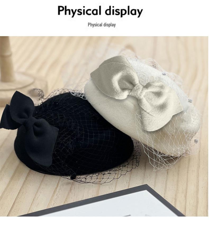 High-End Women's Fedora Hat: Autumn/Winter Bow Mesh Wool, Korean Stewardess & British Style
