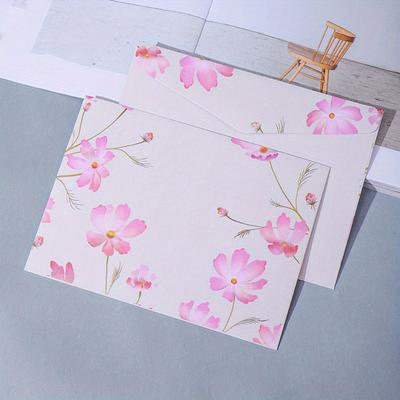 1set/ 20pcs Creative Layflat Small Fresh Flower Envelope Letterheads Set Premium Literary Romantic Love Letter Letter Rafts