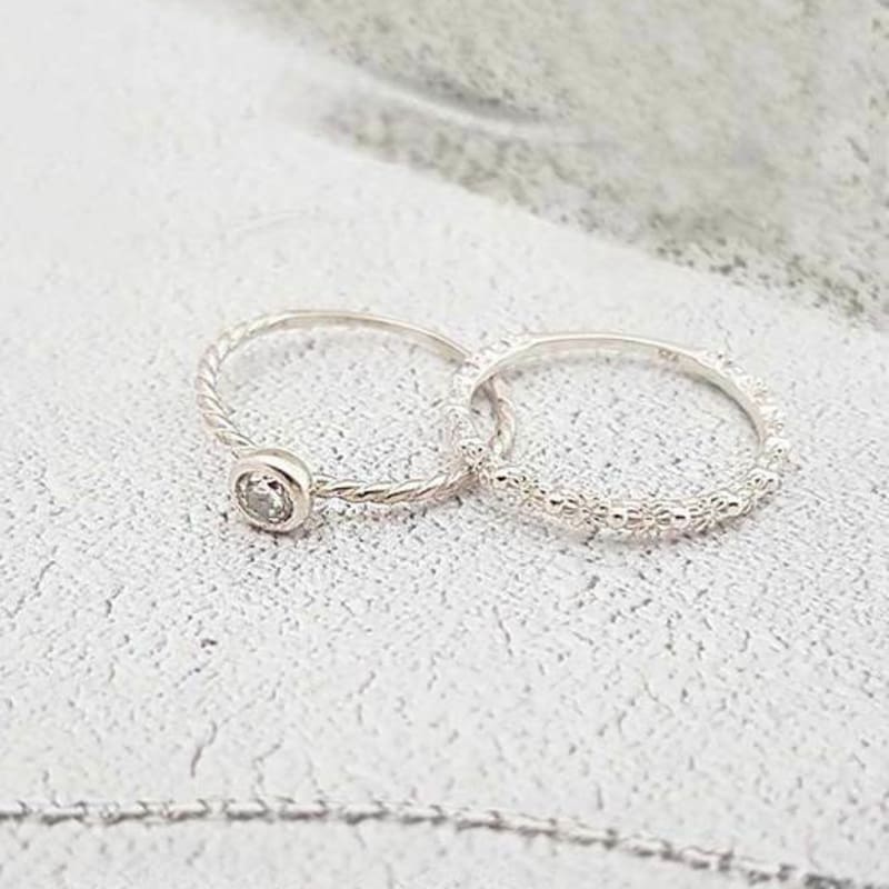 Ollia Birthstone Layered 4,5,6 Silver Ring