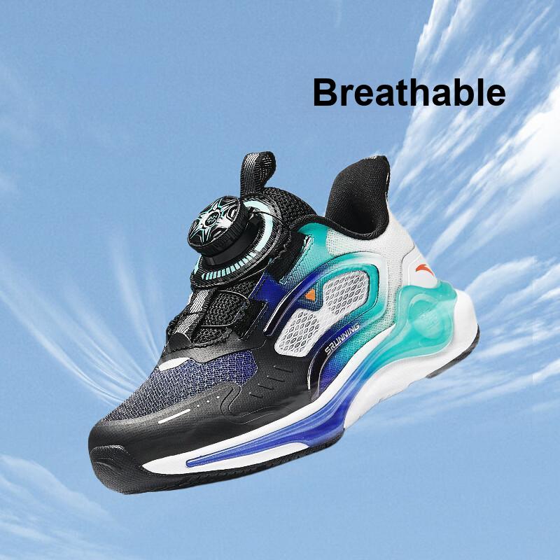 Anta Kids Lingyun 2.0 Fabric Non-Slip Wear-Resistant Low-Top Running Shoes Kids sneaker Black White Blue 312439903-2