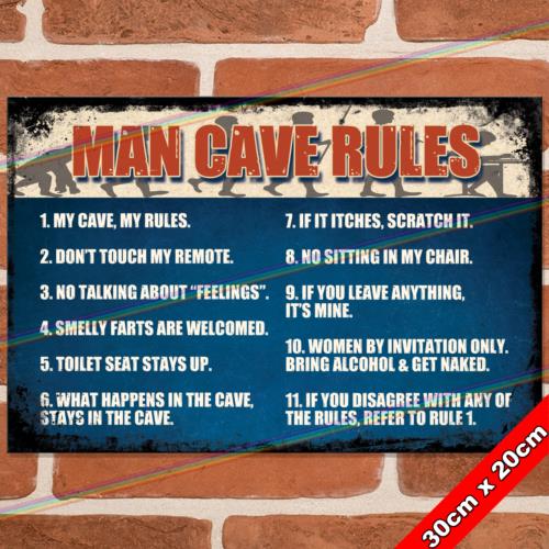 MAN CAVE RULES cm Metal Signs Man Cave Shed Bar Pub Garage Gift Funny Tin SignAluminum 20x30cm（7.8x11.8inch）