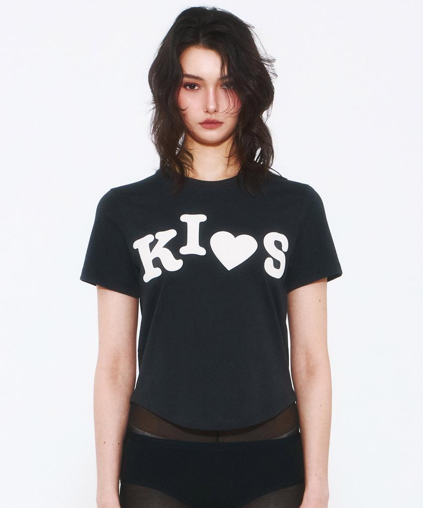 Kimseupeulesikoteunmakes Bumpy Kiss Logo T-Shirt Charcoal