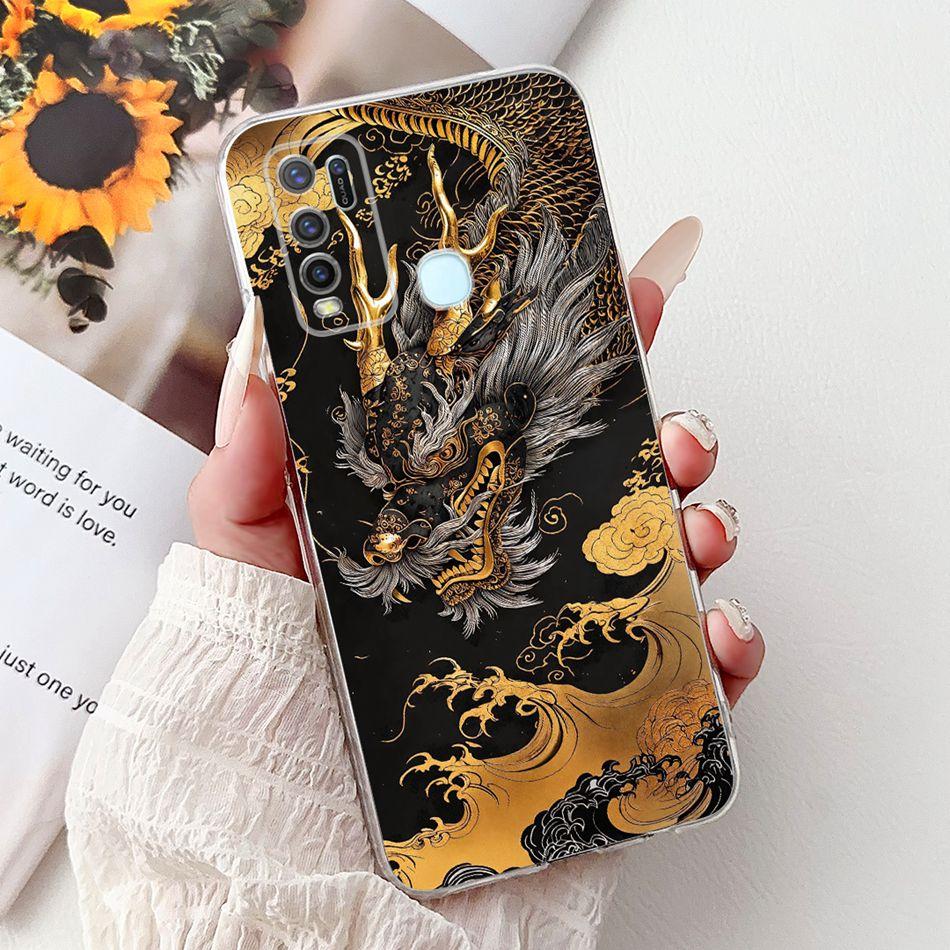 For Vivo Y50 Y30 Y30i 1935 1938 Cool Dragon Tiger Painted Phone Case For Vivo Y30 Y30i Y50 Soft Silicone TPU Cases