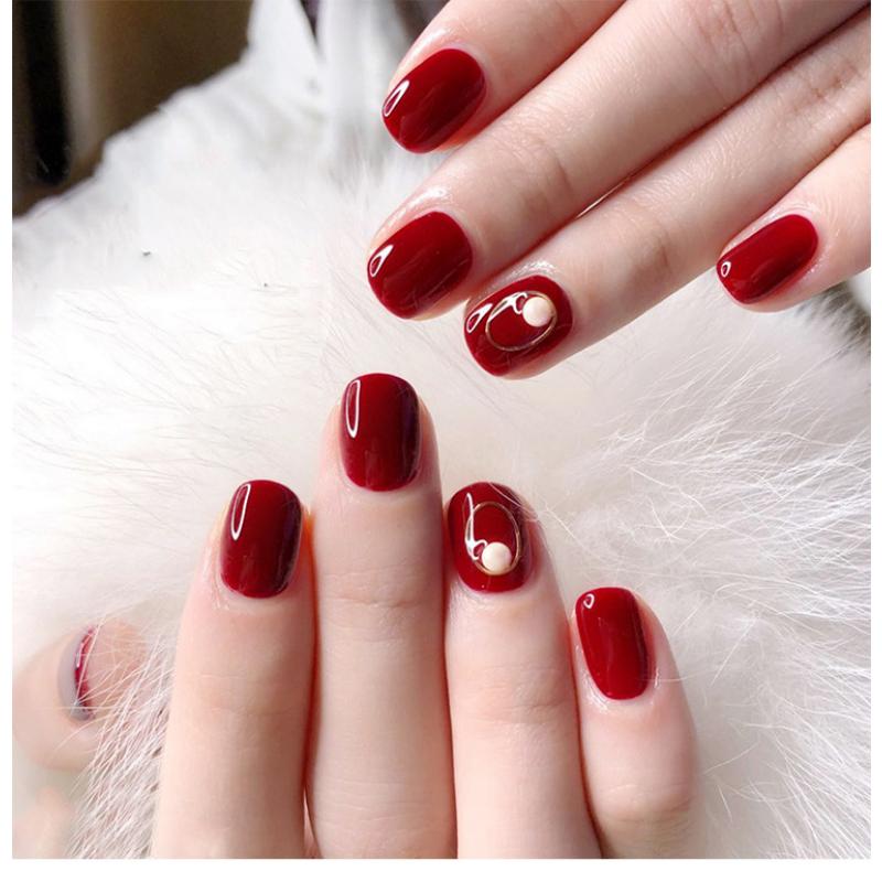 24 peças de adesivos para unhas vermelhas, unhas postiças, bordô, nail art, unhas rápidas