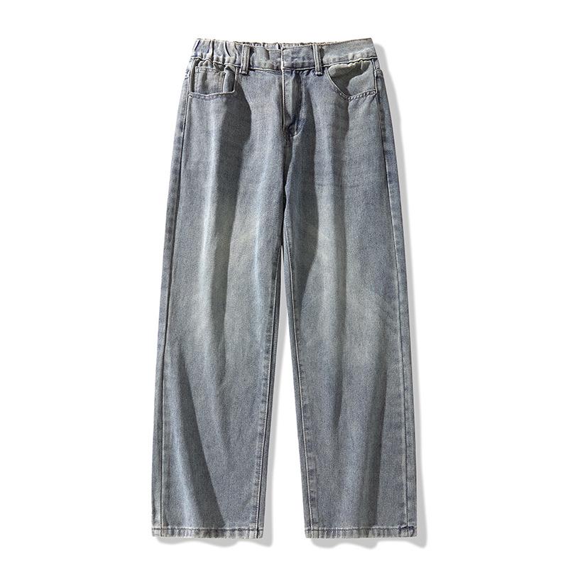 

Yadu Four Seasons Denim Jeans: Retro Hong Kong Style Loose Straight-Leg Casual Pants for Men and Women 526. Large